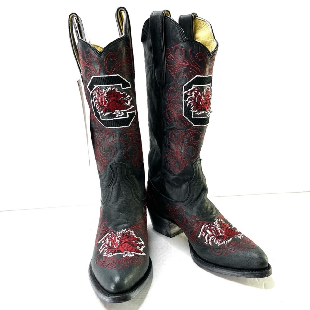 GAMEDAY BOOTS South Carolina Gamecocks NEW Embroidered Black Cowboy Boots Size 6